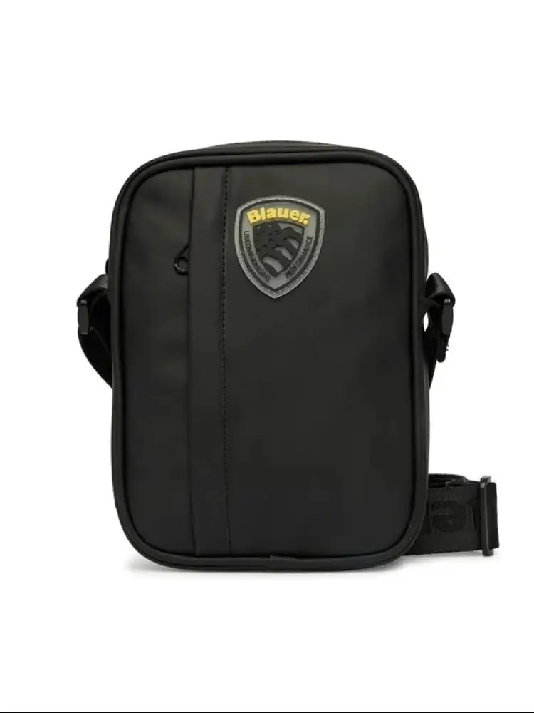 borsa tracolla cov01 in gommato nero con logo