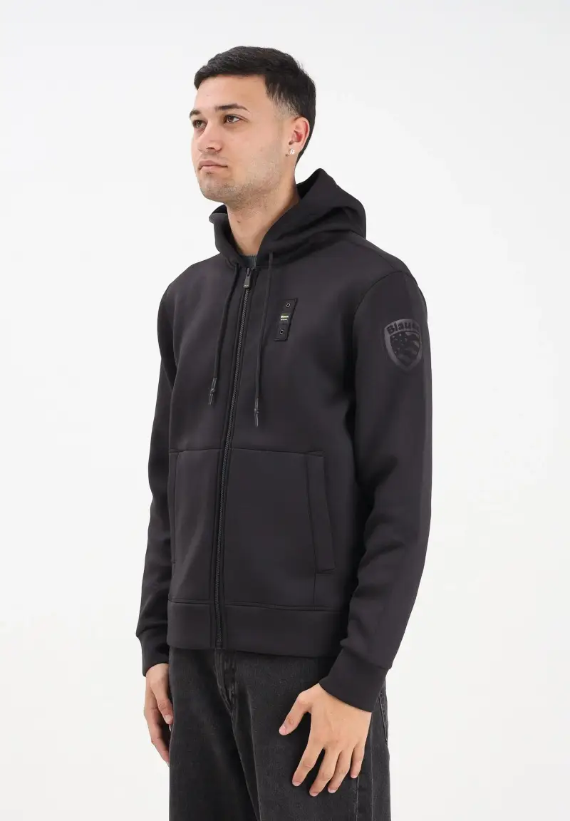 Felpa con zip Colby nera da uomo