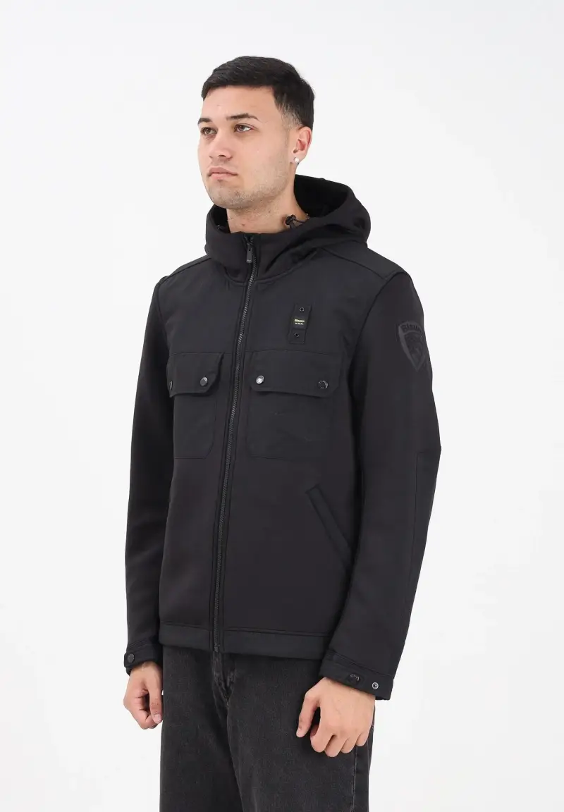 Felpa con zip SCUBA MULTITASCHE RODMAN nera da uomo