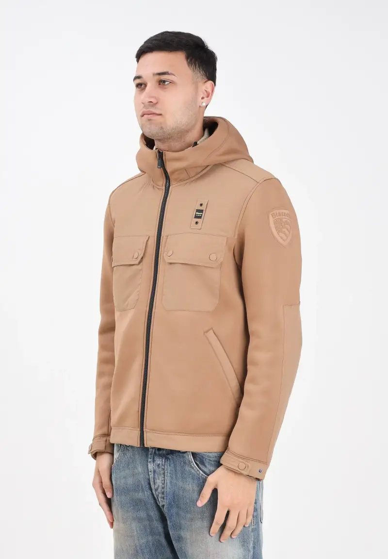 Felpa con zip SCUBA MULTITASCHE RODMAN tabacco da uomo