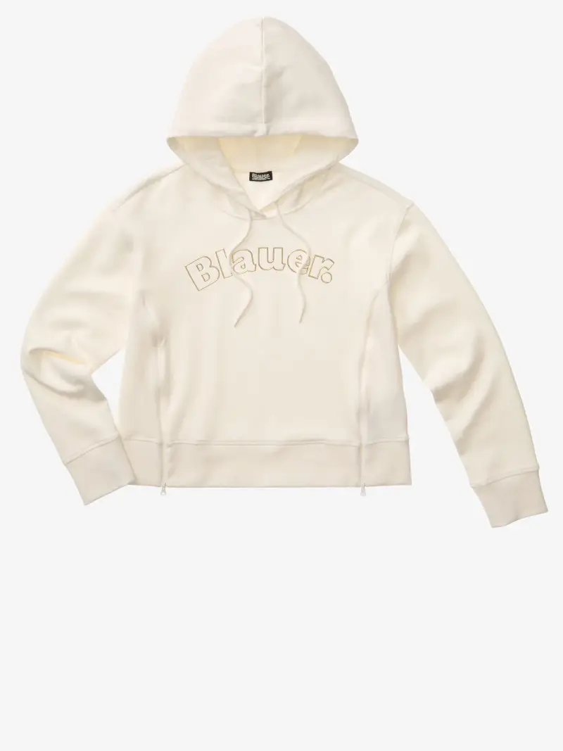 felpa donna Fayette con cappuccio e logo dorato 26SBLDF08057_007441_102 OFF WHITE