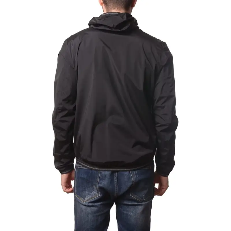 giacca a vento da uomo farrin in nylon elasticizzato con cappuccio nera miniatura 2