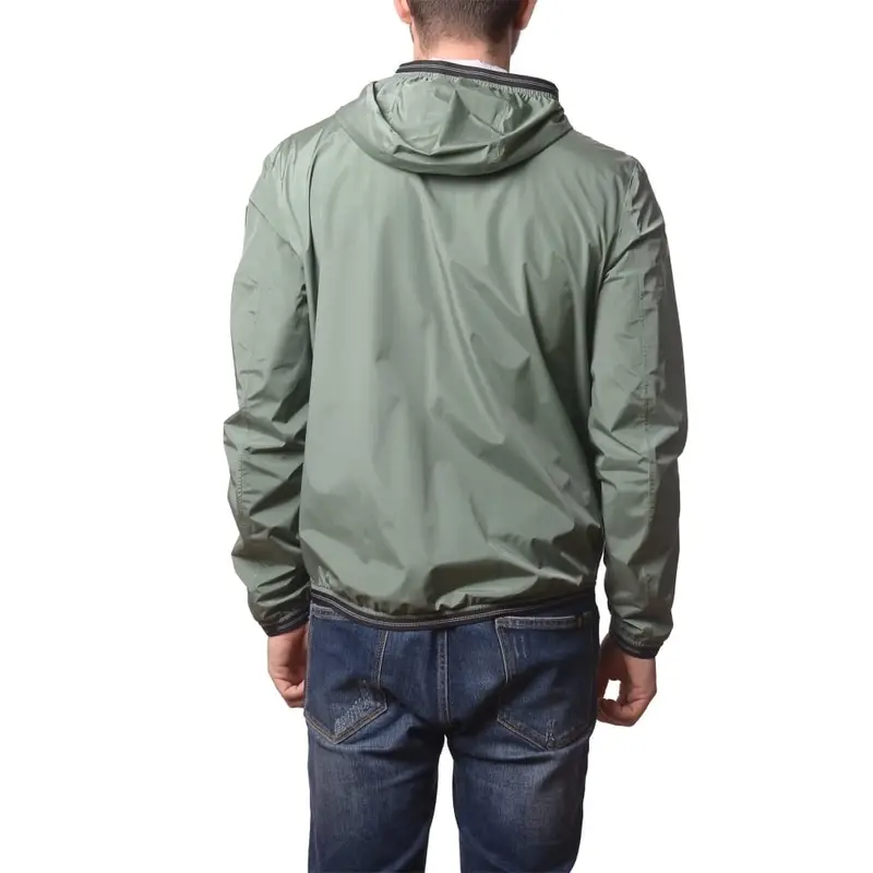 giacca a vento da uomo farrin in nylon elasticizzato con cappuccio verde miniatura 3