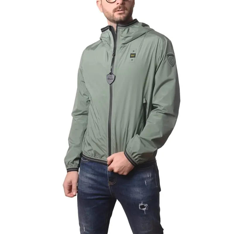giacca a vento da uomo farrin in nylon elasticizzato con cappuccio verde