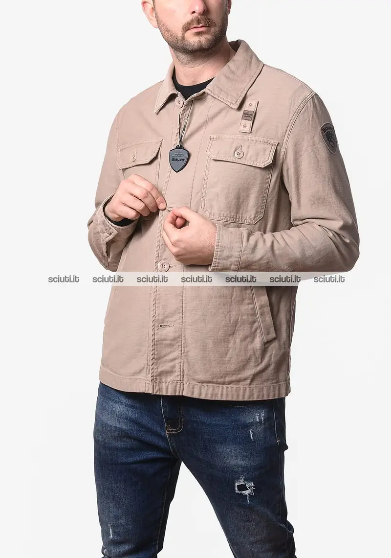 Giacca Blauer uomo beige Goodale Dyed overshirt