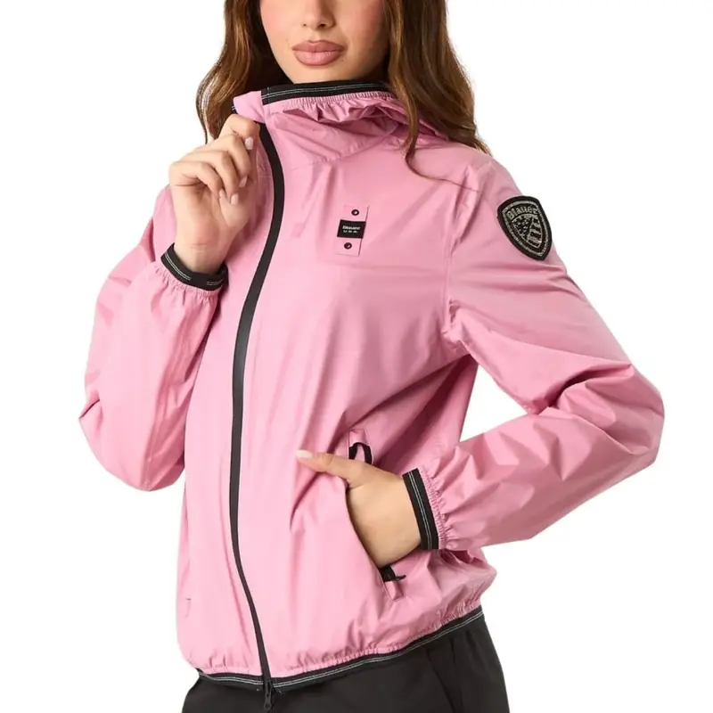 giacca da donna nay in tessuto tecnico con cappuccio e cuciture termosaldate rosa miniatura 2