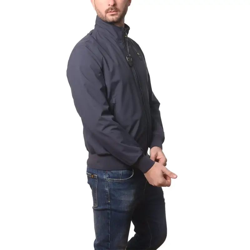 giacca da uomo anson in neoprene con fondo e polsini elasticizzati a costine blu miniatura 4