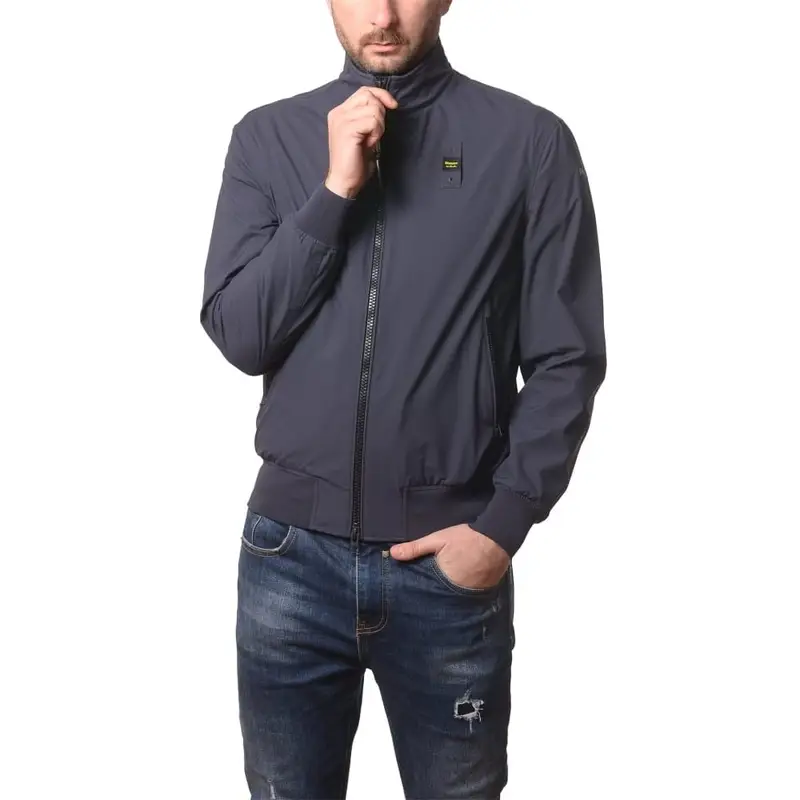 giacca da uomo anson in neoprene con fondo e polsini elasticizzati a costine blu