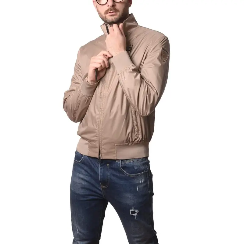 giacca da uomo duxbury in nylon con fondo e polsini elasticizzati a costine beige naturale miniatura 4
