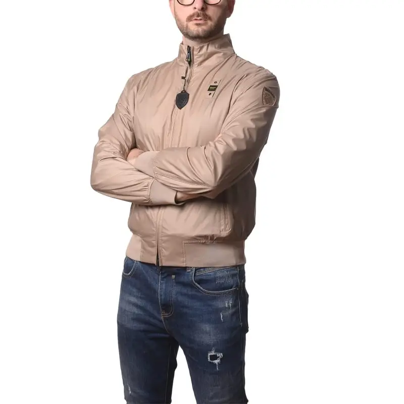 giacca da uomo duxbury in nylon con fondo e polsini elasticizzati a costine beige naturale