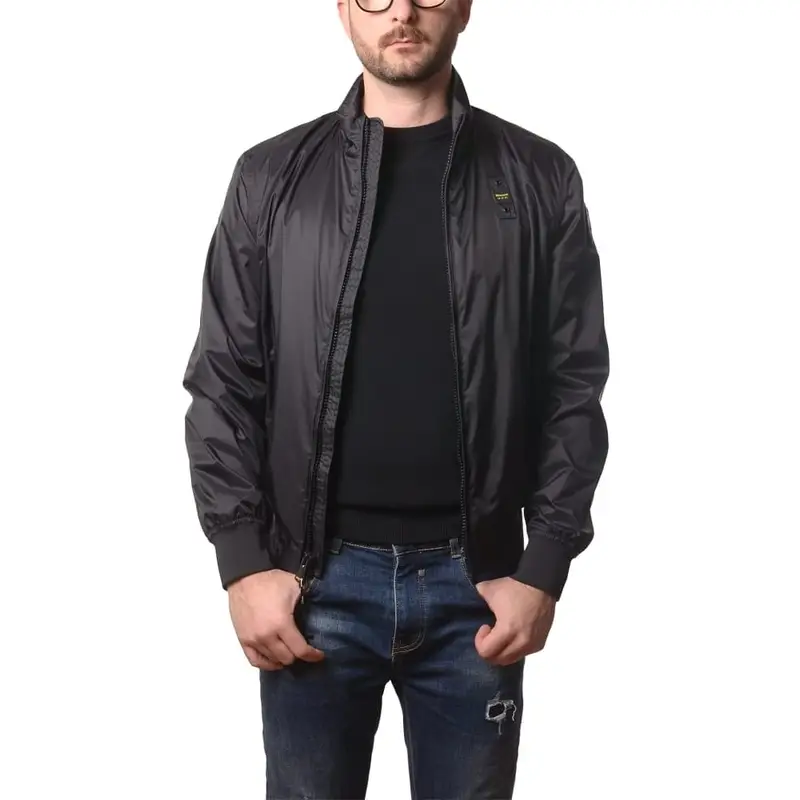 giacca da uomo duxbury in nylon con fondo e polsini elasticizzati a costine nera