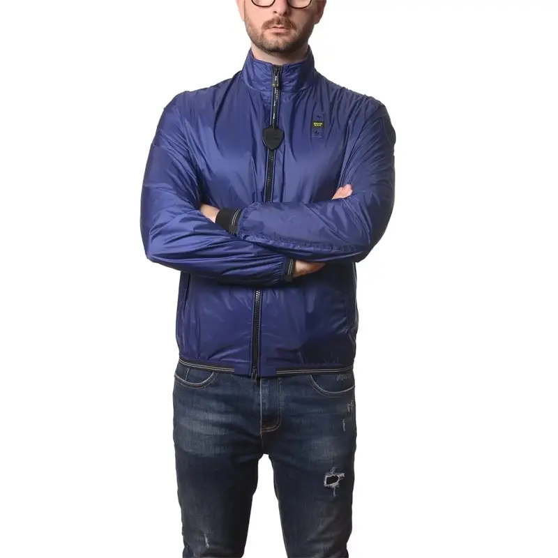 giacca da uomo kerwin in nylon metallico blu miniatura 2