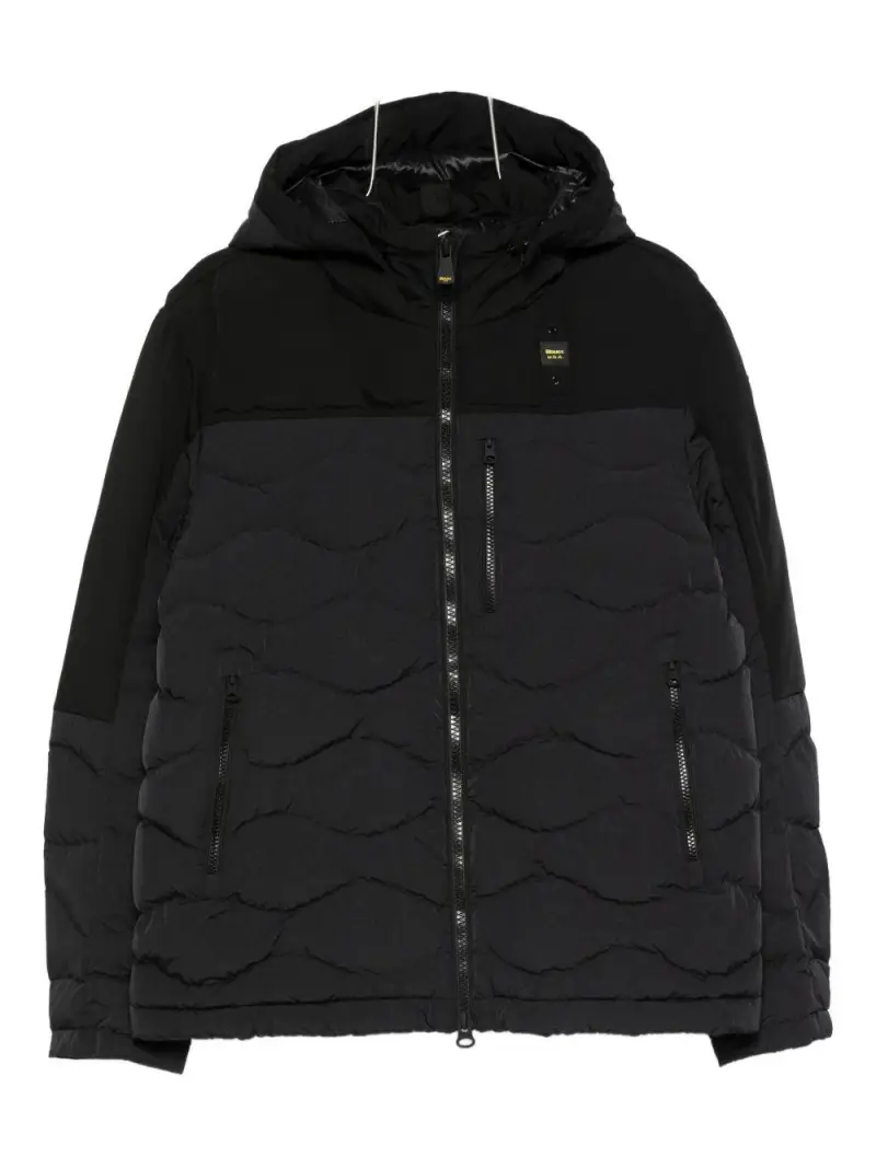 Giacca trapuntata nera con cappuccio Nero
