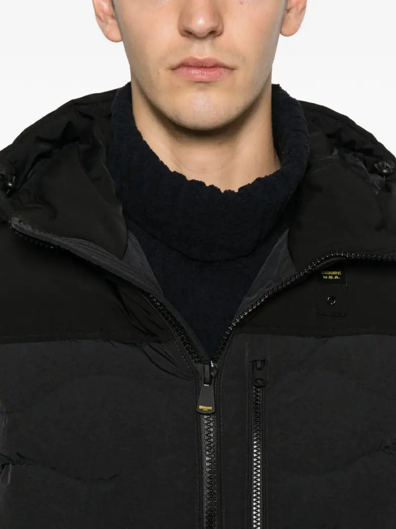 Giacca trapuntata nera con cappuccio Nero miniatura 3