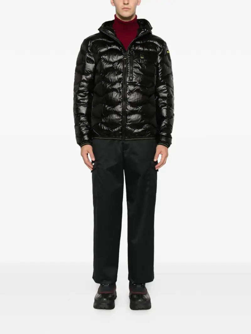 Giacca trapuntata nera con cappuccio Nero miniatura 3