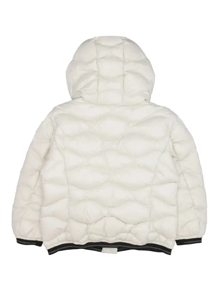 giubbotto bianco bambina con cappuccio a onde logo sul braccio miniatura 2