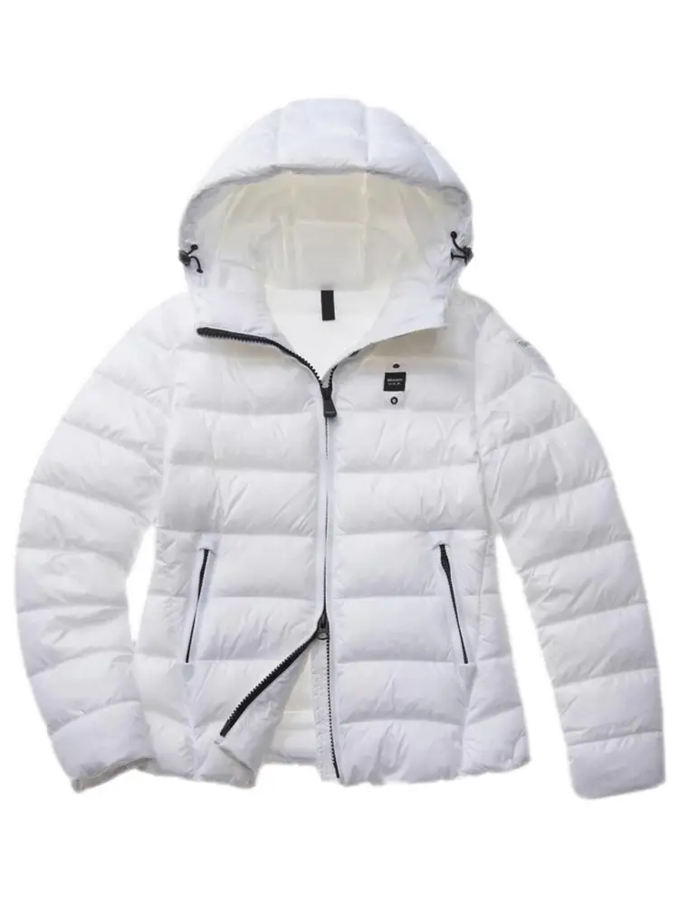 giubbotto bianco bambina piumino con cappuccio patch logo sul braccio miniatura 2