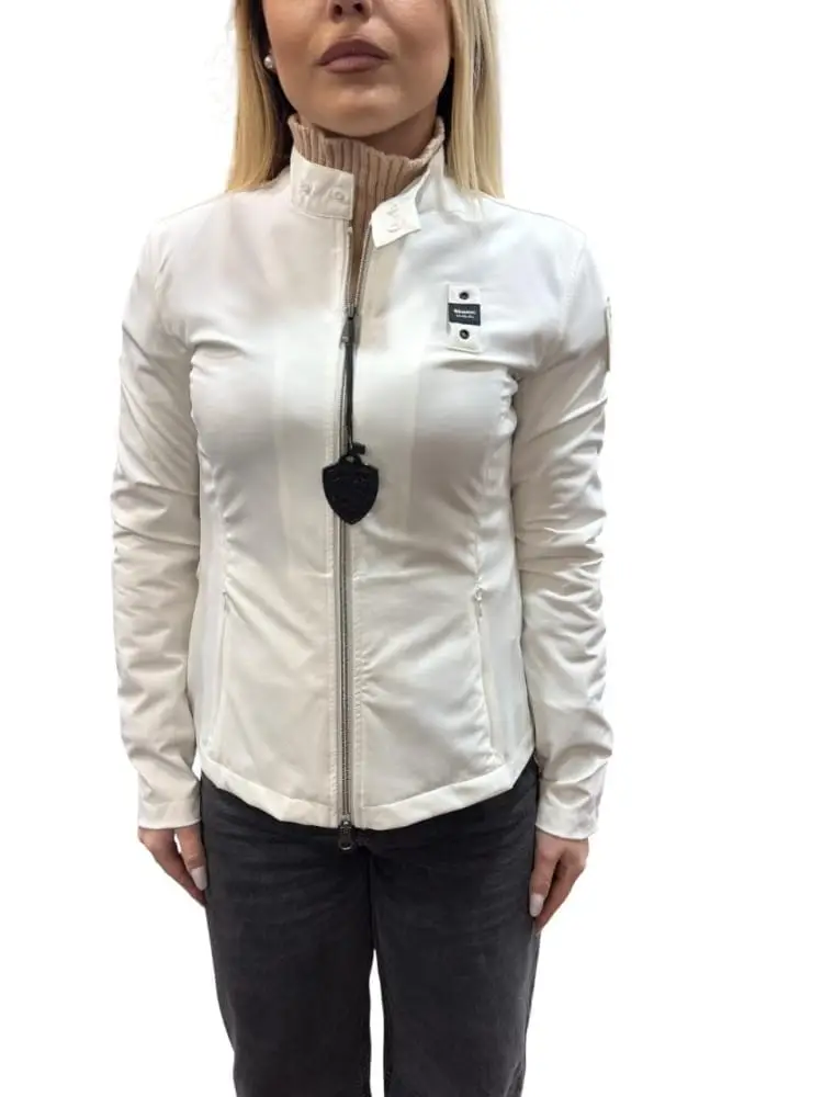 giubbotto bianco donna logo sul braccio