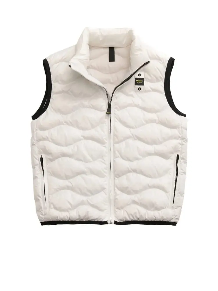 giubbotto bianco ragazzo smanicato con logo