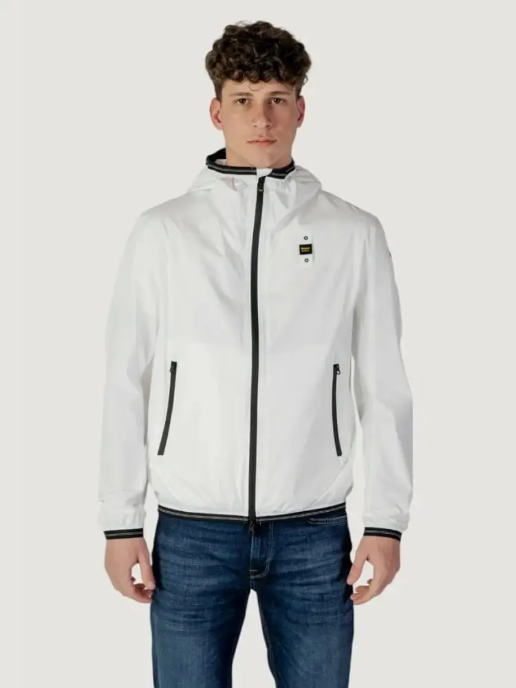 giubbotto bianco uomo liscio logo sul braccio