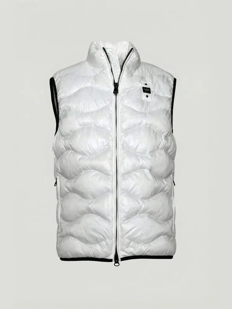 giubbotto bianco uomo smanicato logo sul petto