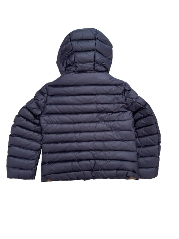 giubbotto blu navy bambino con cappuccio logo sul braccio miniatura 2