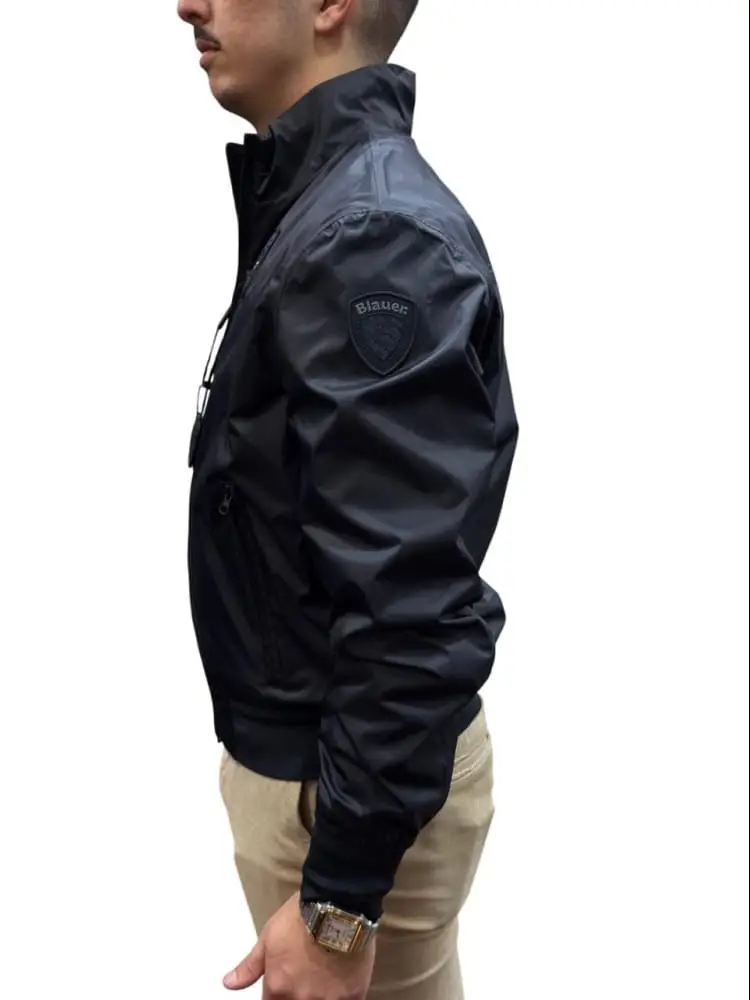 giubbotto blu navy uomo logo sul braccio miniatura 2