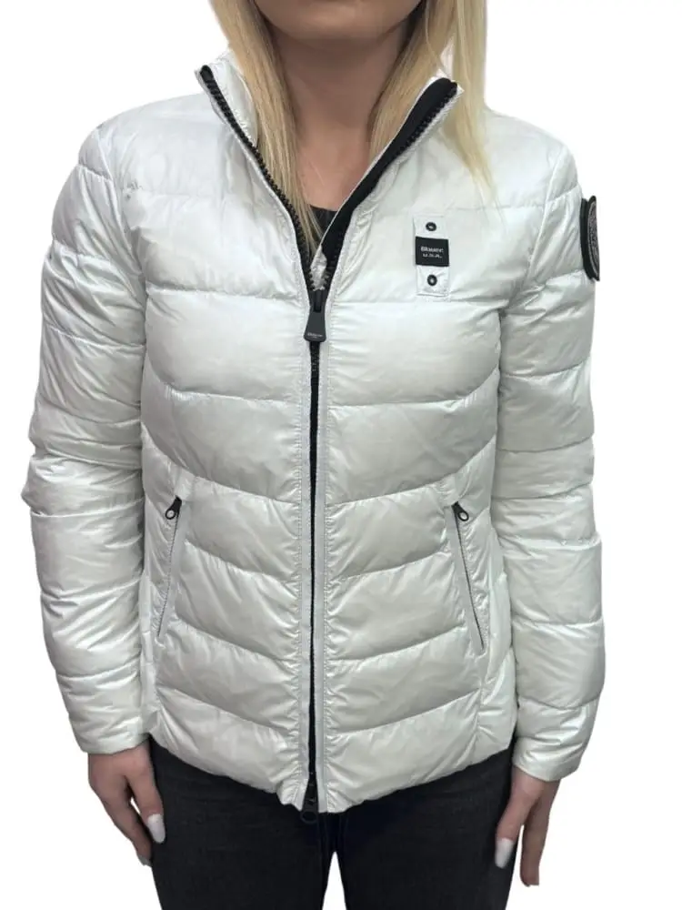 giubbotto crema donna logo sul braccio