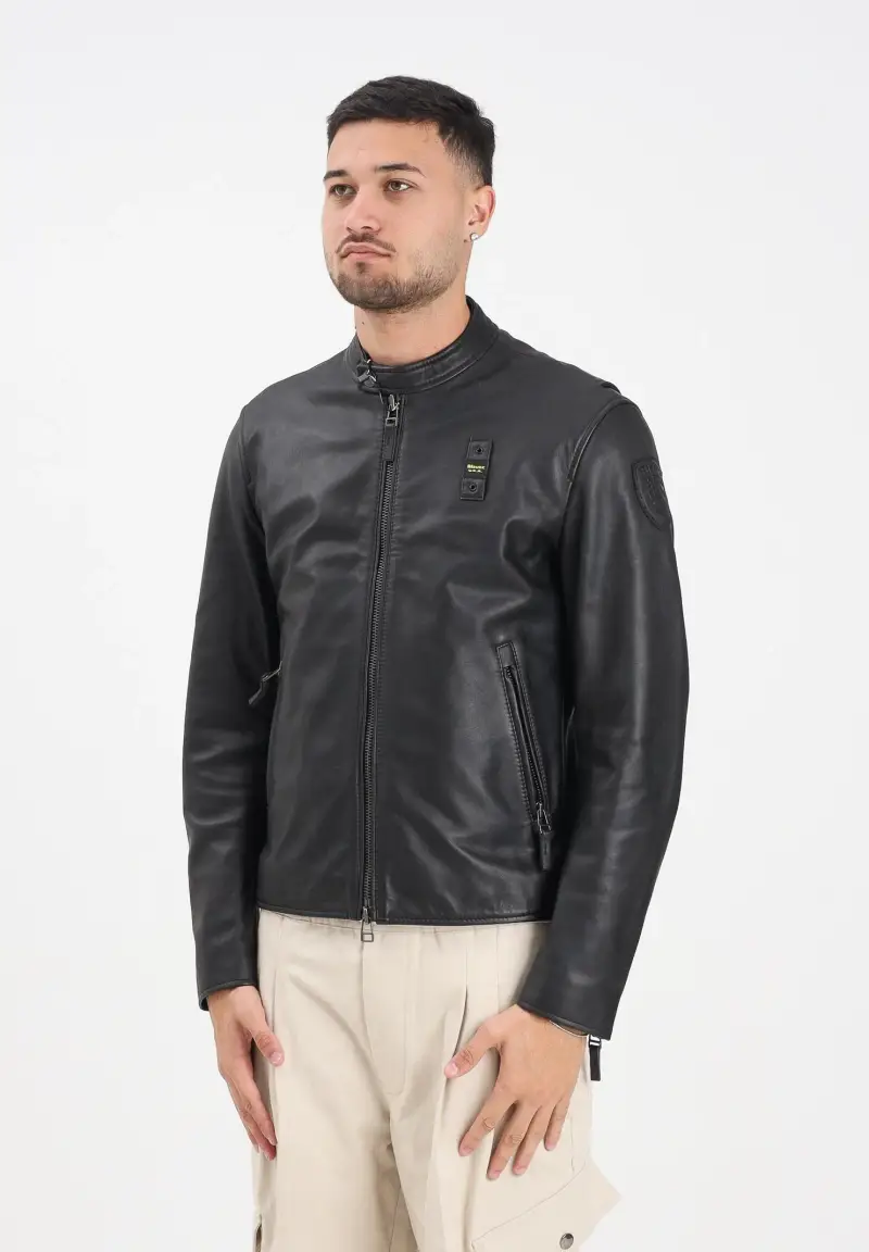 Giubbotto di pelle RIPLEY nero da uomo