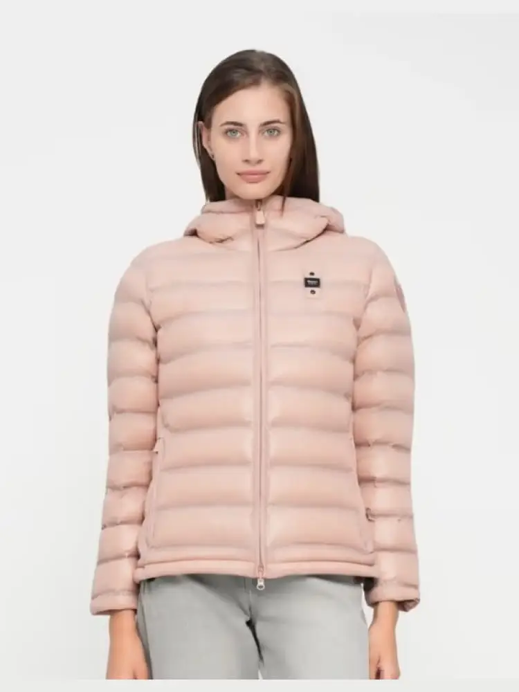 giubbotto donna ellis termosaldato rosa con patch iconica sul braccio