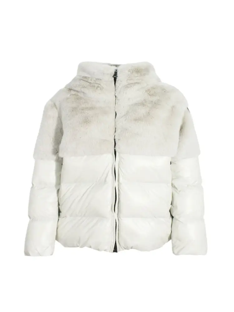 giubbotto junior fanevil in nylon ghiaccio ed ecopelliccia ghiaccio