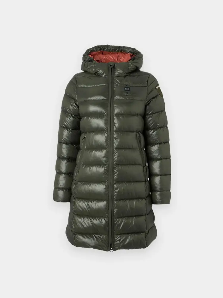 giubbotto lungo micro rip adelaide verde scuro