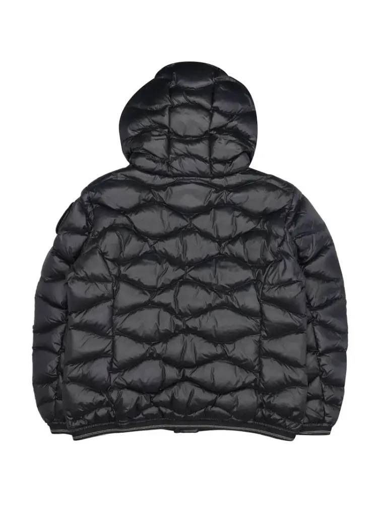 giubbotto nero bambina con cappuccio a onde logo sul braccio miniatura 2