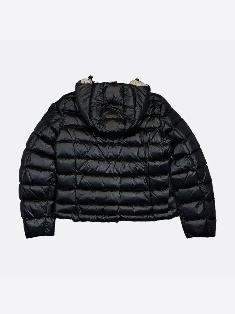 giubbotto nero bambina con cappuccio patch logo con strass miniatura 2