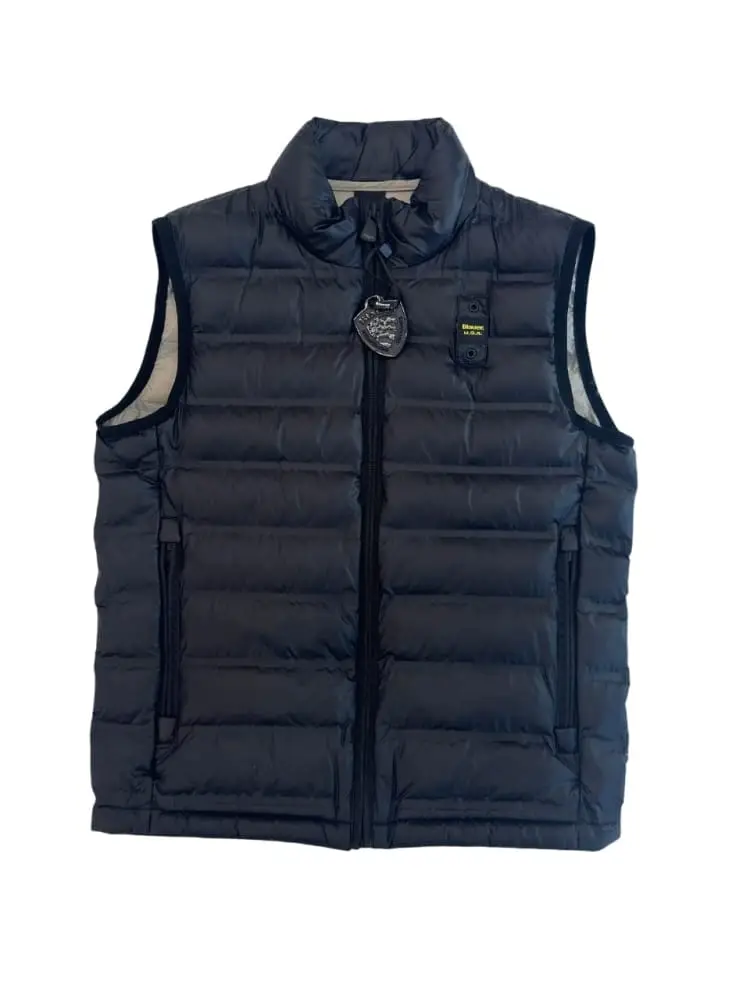 giubbotto nero bambino smanicato con logo