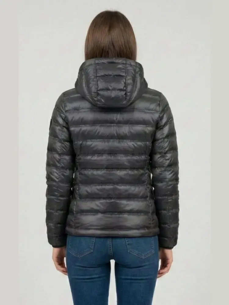 giubbotto nero donna logo sul braccio miniatura 2