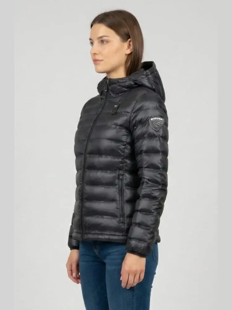 giubbotto nero donna logo sul braccio miniatura 3