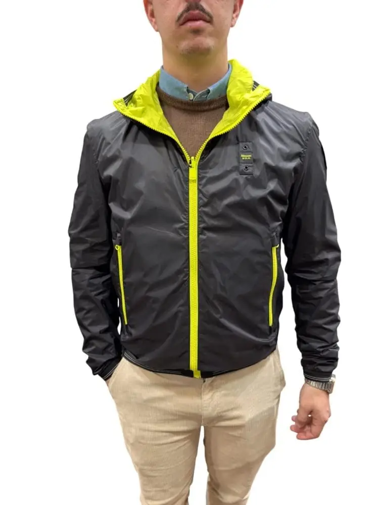 giubbotto nero ragazzo reversibile con logo