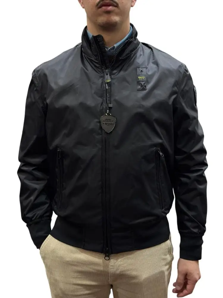 giubbotto nero uomo con logo