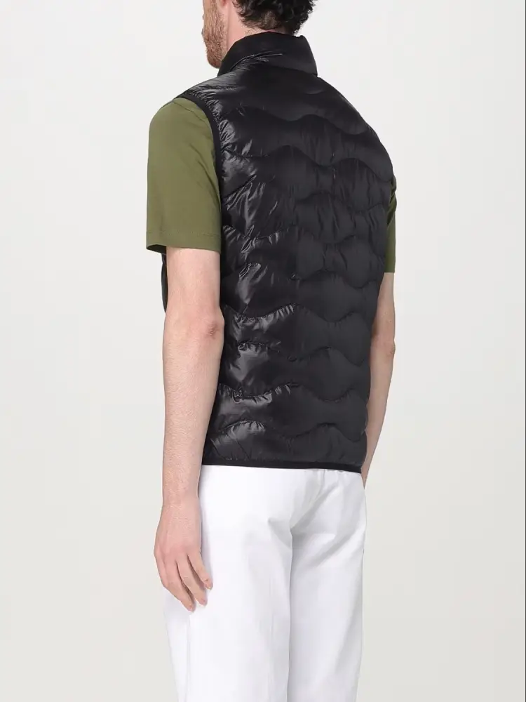 giubbotto nero uomo smanicato a onde logo sul petto miniatura 2