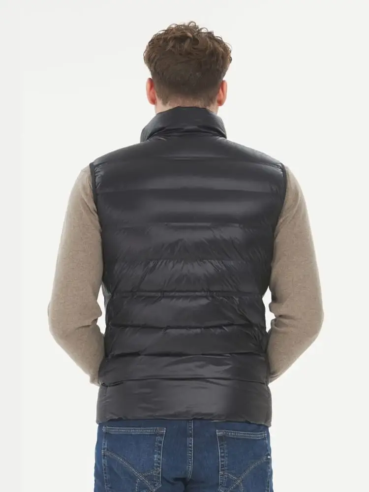 giubbotto nero uomo smanicato con logo miniatura 2