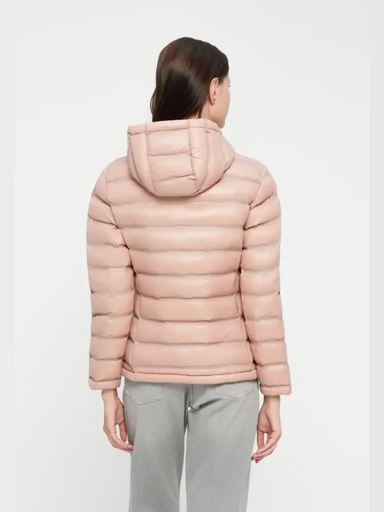 giubbotto rosa ragazza logo sul lato miniatura 2