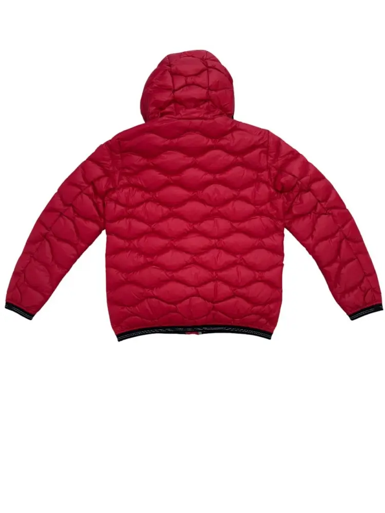 giubbotto rosso bambino con cappuccio logo sul braccio miniatura 2