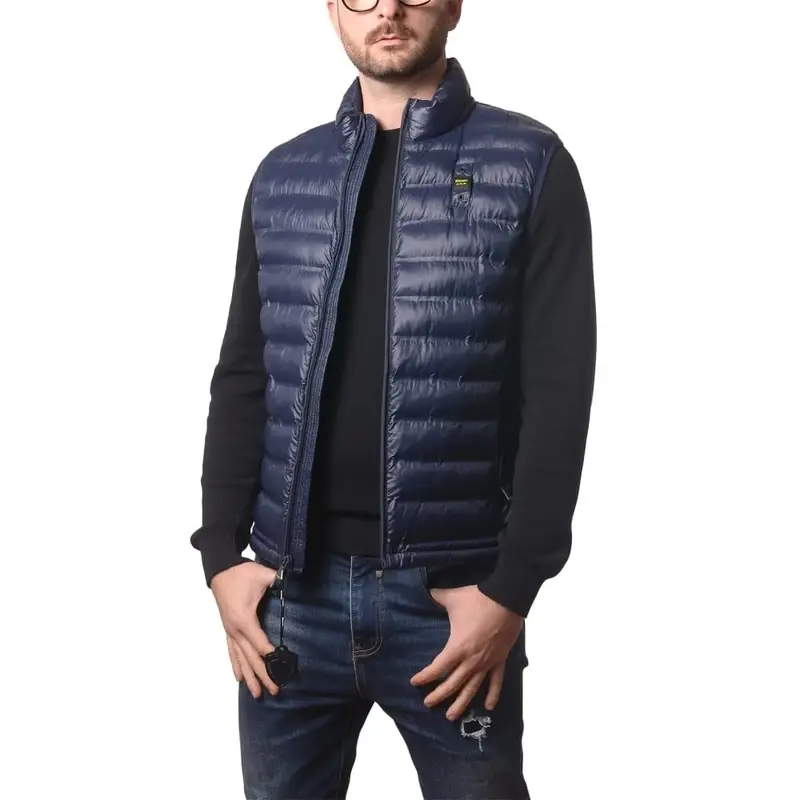 giubbotto smanicato da uomo arvale imbottito blu interno azzurro