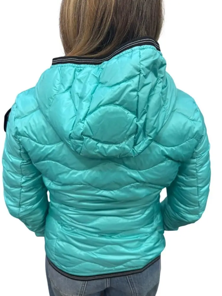 giubbotto verde acqua donna logo sul braccio miniatura 3