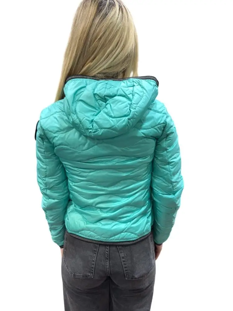 giubbotto verde acqua ragazza logo sul braccio miniatura 2