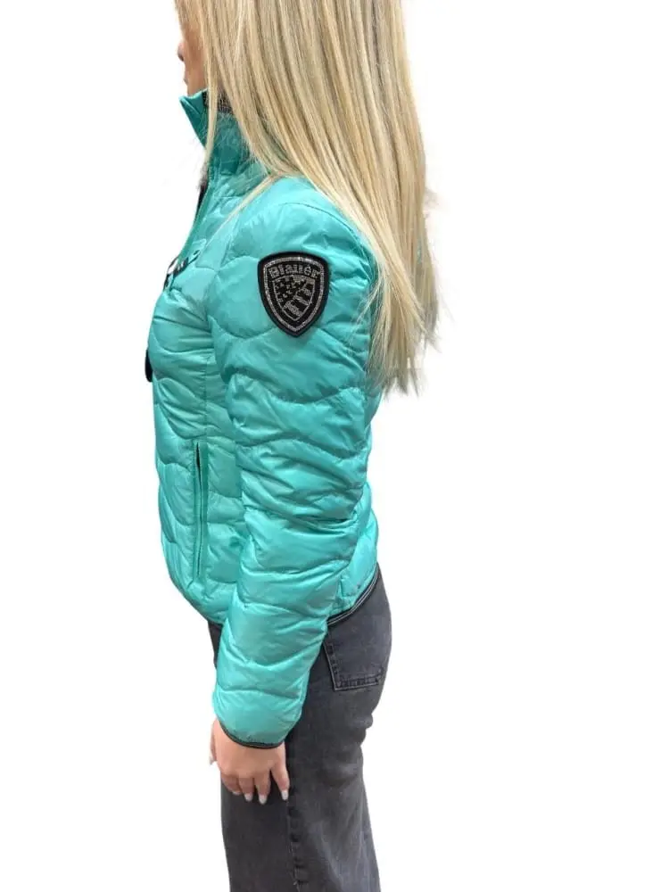 giubbotto verde acqua ragazza logo sul braccio miniatura 3