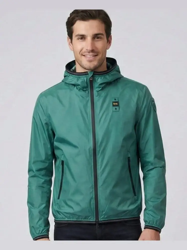 giubbotto verde uomo logo sul braccio