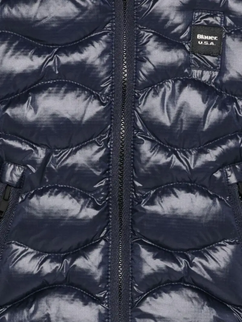 Giubbino trapuntato con cappuccio blu miniatura 3