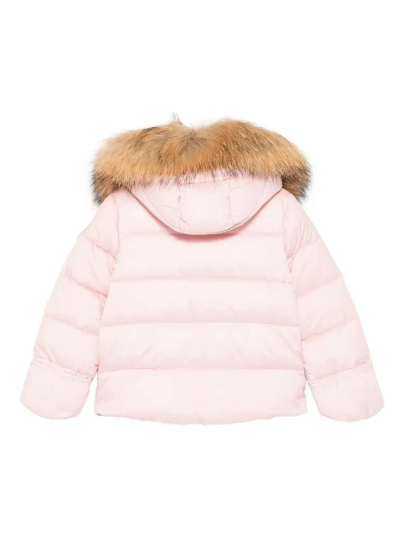 Piumino Rosa Bambina con Cappuccio in Pelliccia Rosa pallido miniatura 3